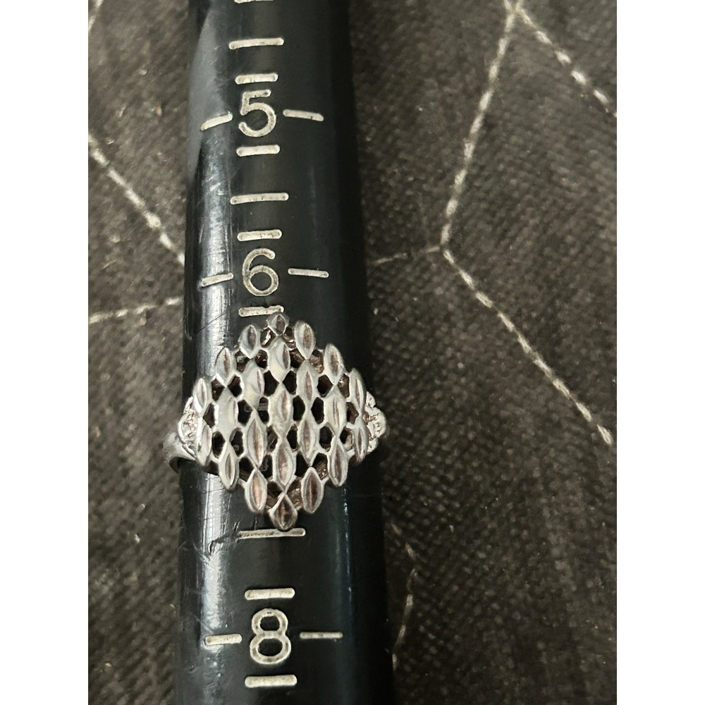 925  GALLERY CUT OUT DIAMOND CUT BRUTALIST LOOK STERLING SILVER Size 7 RING #390
